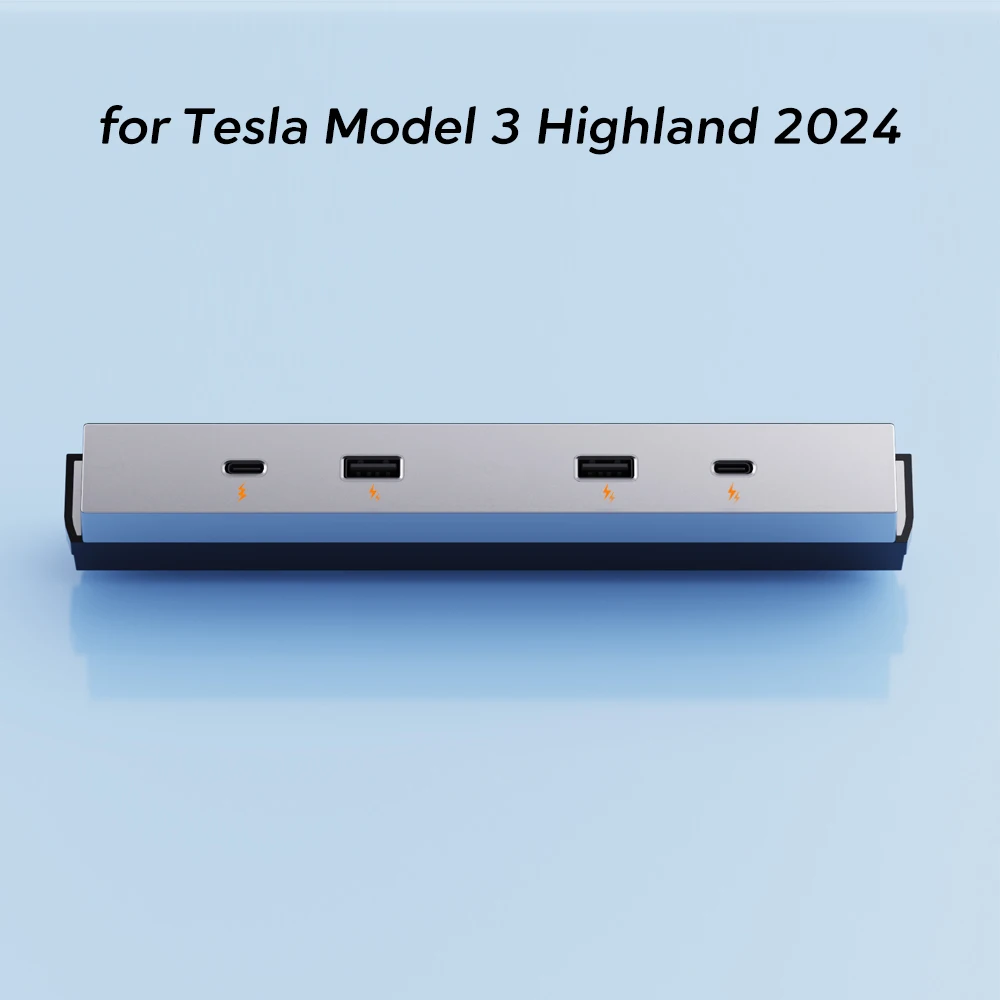 For Tesla Model 3 Highland 2024 65W Expansion Dock Central Control Charging Shunt USB HUB Accessories Extender Fast Intelligent