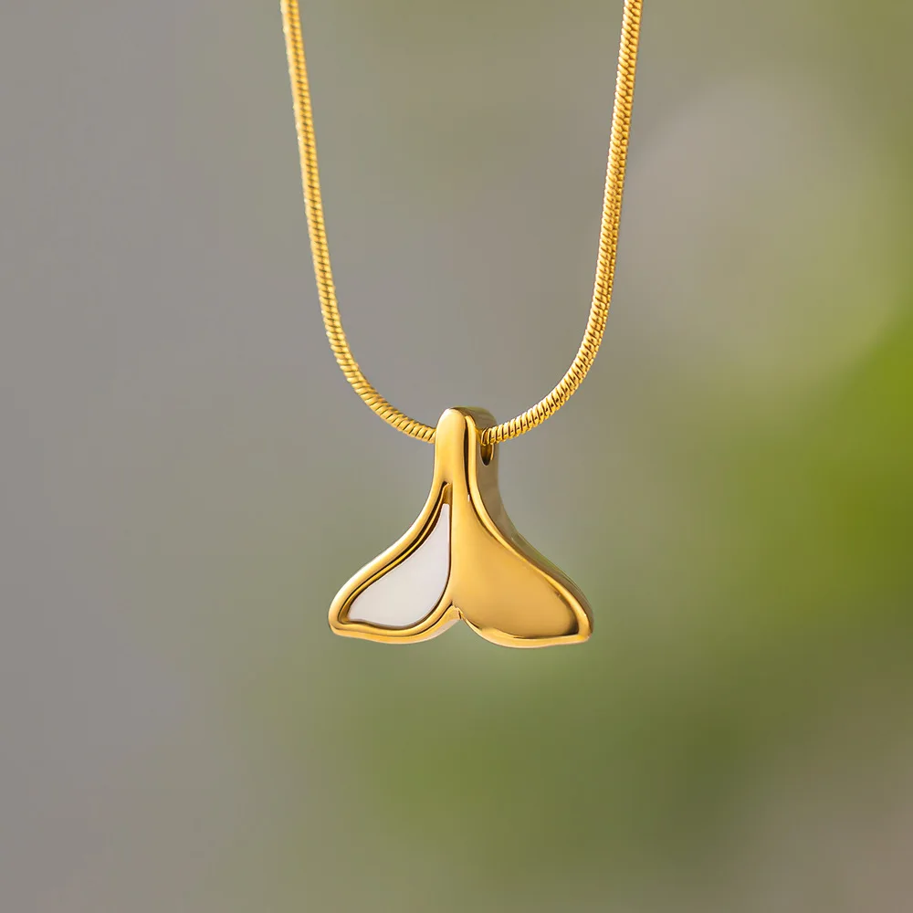 

316L Stainless Steel Anime Mermaid Shell Pendant Necklace For Woman Sweet Party Wedding Gold Plated Jewelry Choker Gift For Her