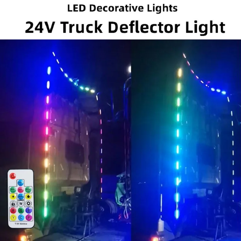 24V LED RGB Flashing Truck Ambient Light Roof Bumper Door Lamp 1.2M 2.4M 7.2M Strip Trailer Lorry Caravan Accessories Decoration