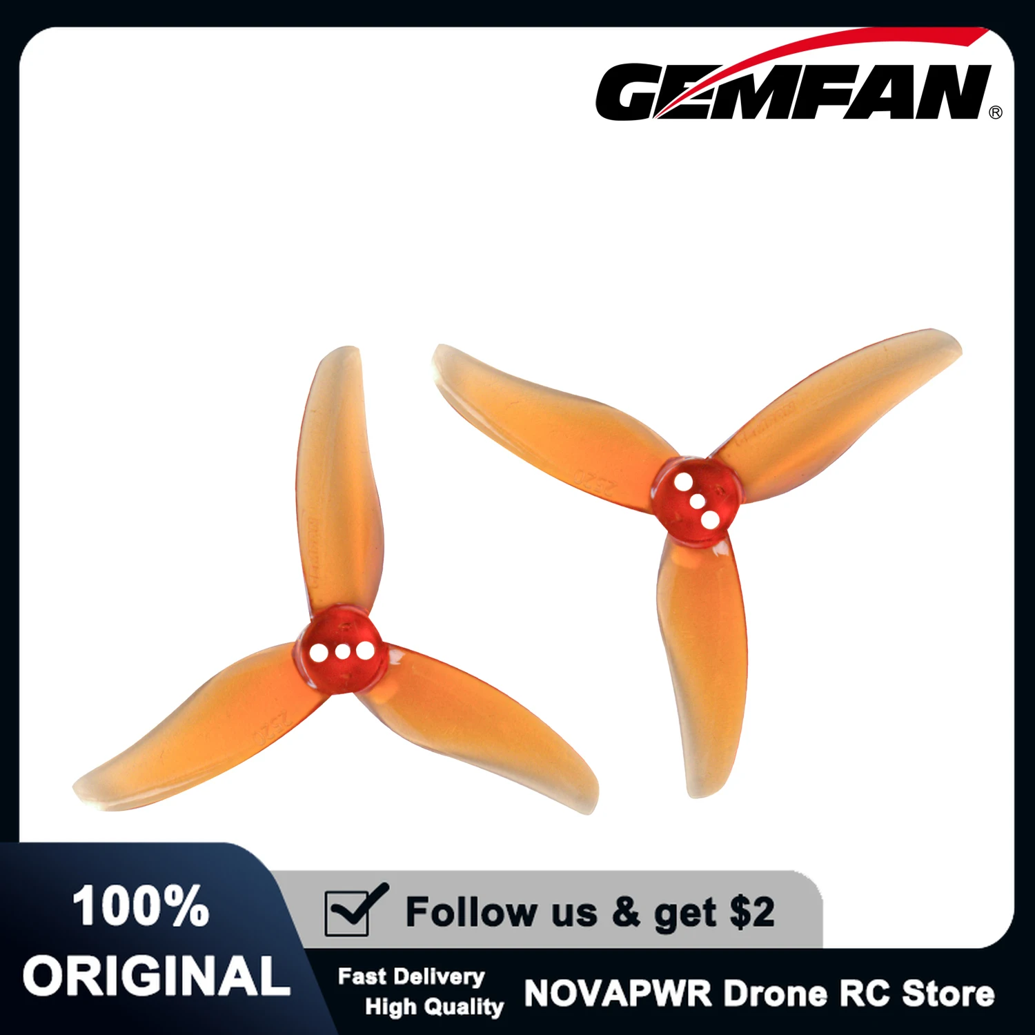 Gemfan Hurricane 2520-3 장거리 FPV 드론 비행을 위해 최적화된 2.5인치 3블레이드 프로펠러