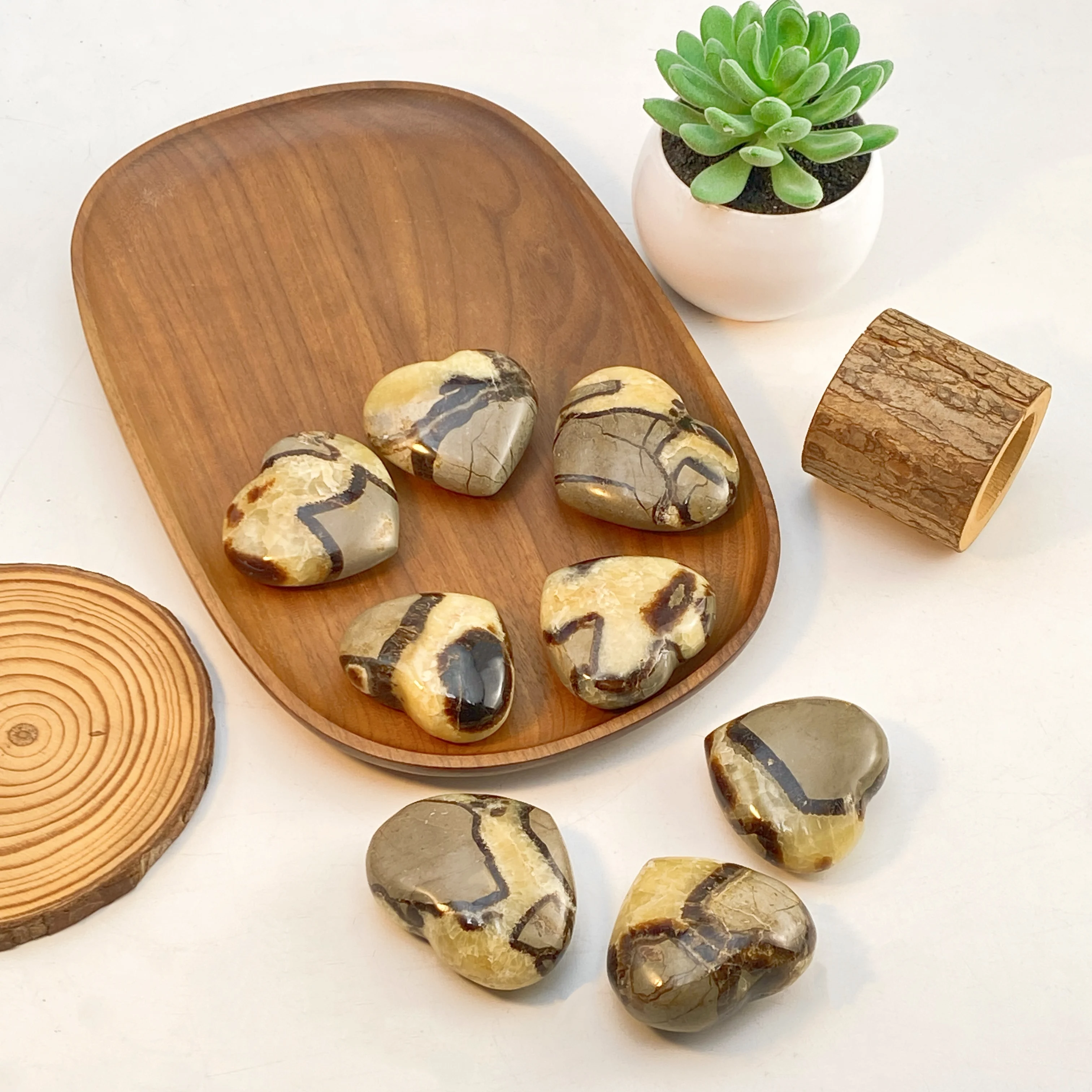 Random 1PC High Quality Septarium Heart Decoration Natural Crystal Raw Stone, Birthday gift, Scene decoration. #3