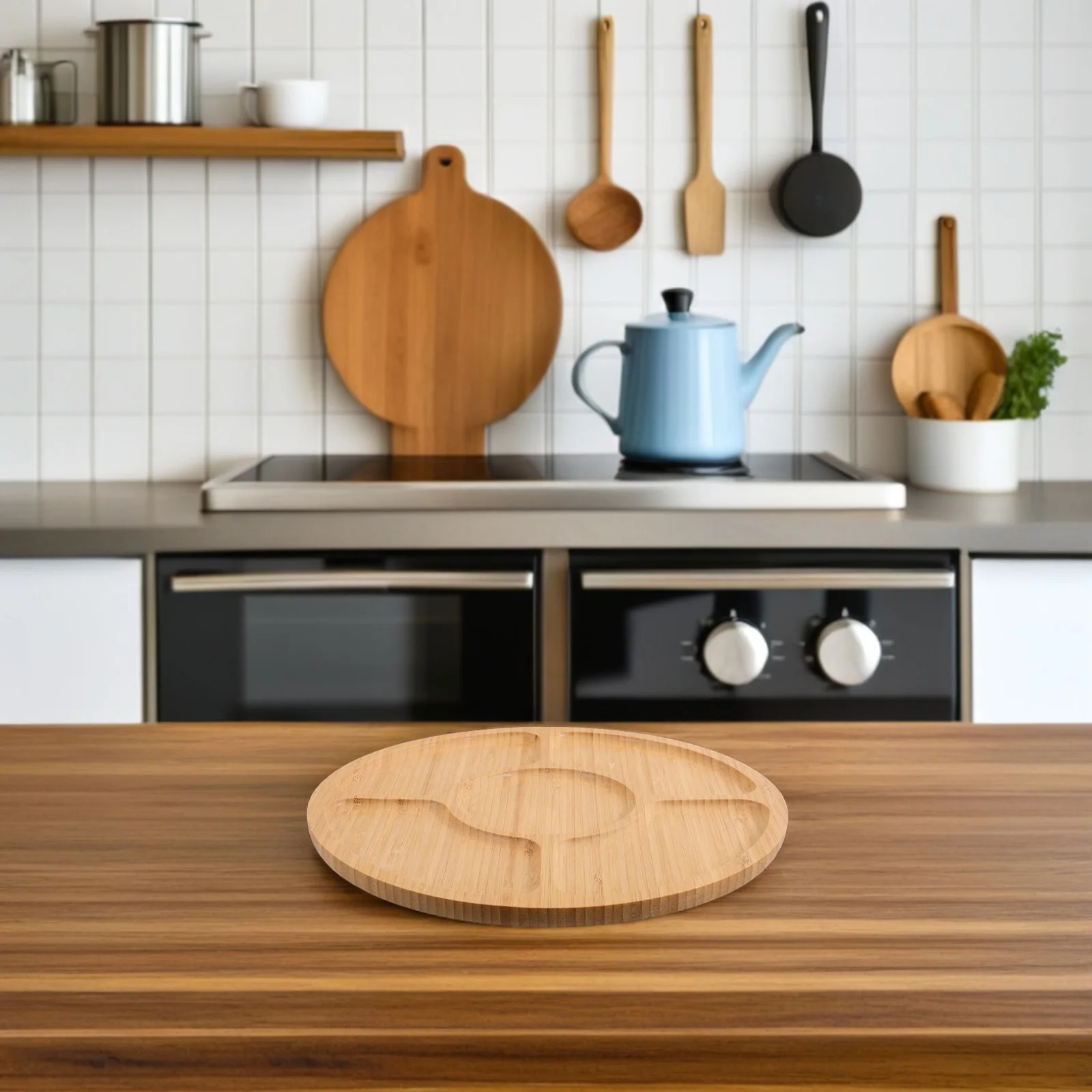 منظم طعام خشبي مستدير أنيق، أقسام متعددة، المقبلات، الوجبات الخفيفة، الخضروات، بوفيه الحفلات، خضروات مسلية قابلة لإعادة الاستخدام