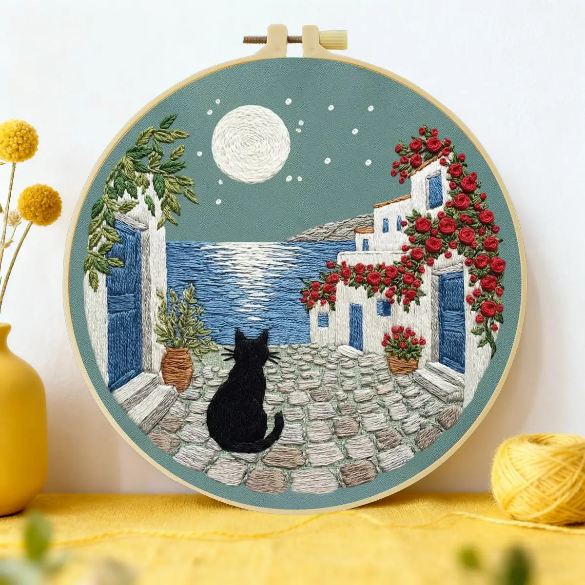 1 Stück 20X20CM/15X15CM 7,87/6,3 Zoll Die Katzen auf der Straße Stickerei-Starter-Kit DIY-Kit DIY-Stickerei-Set Handarbeiten – Detail 1