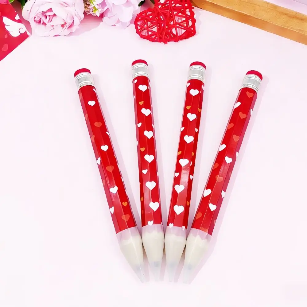 Funny Wooden Big Pencil Heart Geometric Printed 34CM Giant Pencil with Eraser Stationery Pencil Fun Novelty Gift