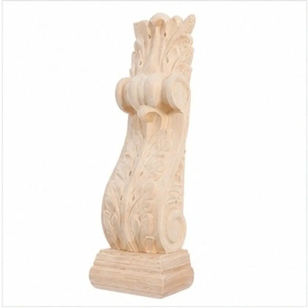 Hand-Carved Unpainted Wood Corbels European Style Decorative Shelf Brackets for Mantel Cabinet Countertop Doorway Rustic Vintage