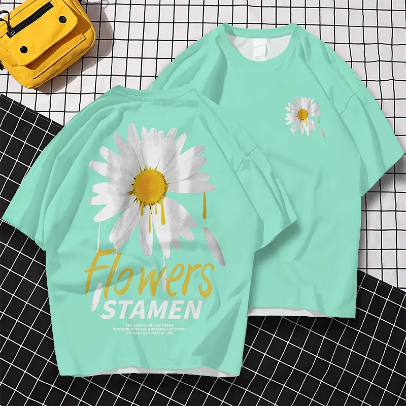 3d Daisy Print Men's T-Shirt New Trend Short Sleeve T-Shirt For Men Summer Casual Tees Oversized Street Hip-Hop Man Clothes Tops image 6