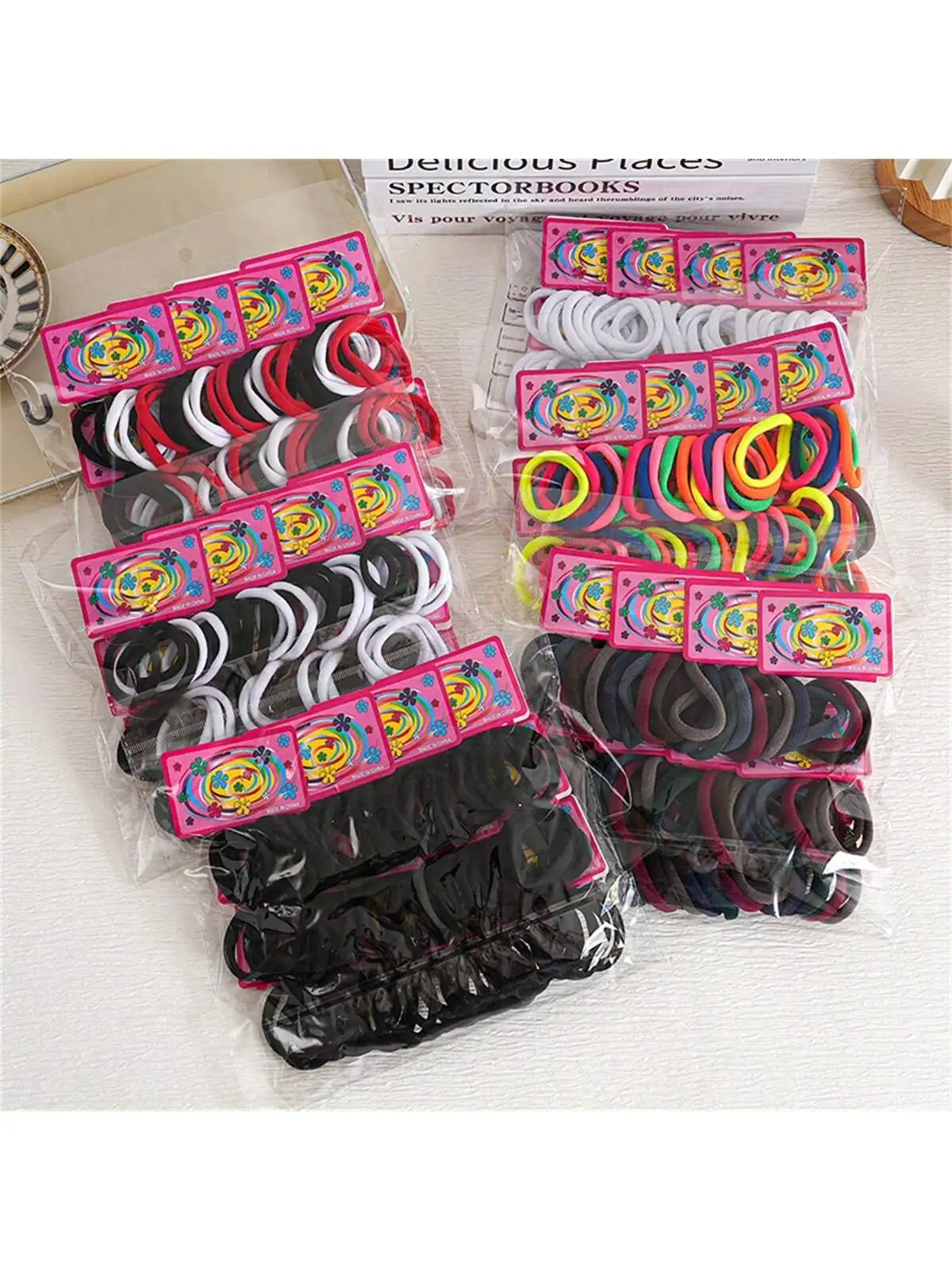 

72 Pcs Sweet Charm Gradient Color Candy Color High Stretch Hair Bands for Women Macaroon Fine Hair Accessories Gift