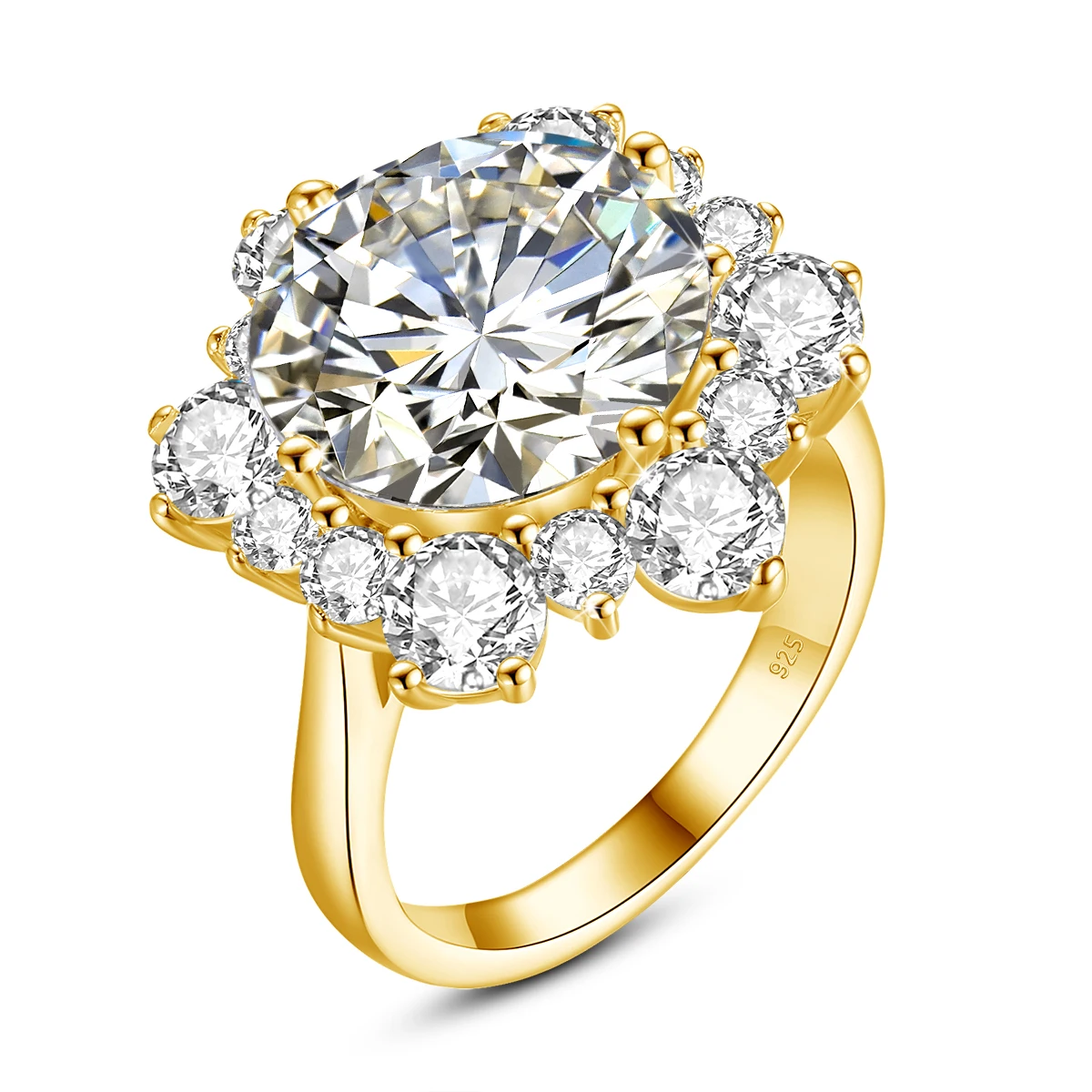 Massiver Rundschliff 13mm 8ct Moissanit-Ring mit Zertifizierung Luxus-Hochzeitsschmuck für Frauen Verlobungsgeschenk Testbestanden – Detail 4