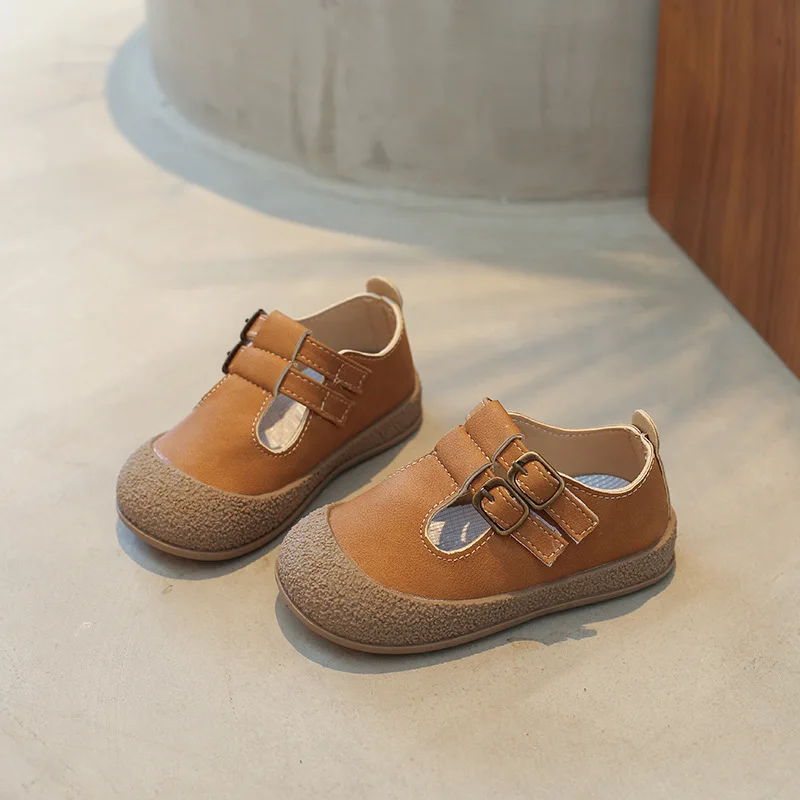 Kids Leather Shoe Retro 2024 Spring Autumn Girls' Flat Shoes Korean Style Non-slip Children Boys Causal Walking Shoes Hollow-out image 4