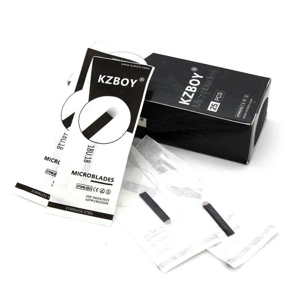 KZBOY 50pcs/ Nano 0.18mm Flexible U Microblades Permanent Makeup Eyebrow Tattoo Needles Microblading Lamina Blade Agulhas Tebori