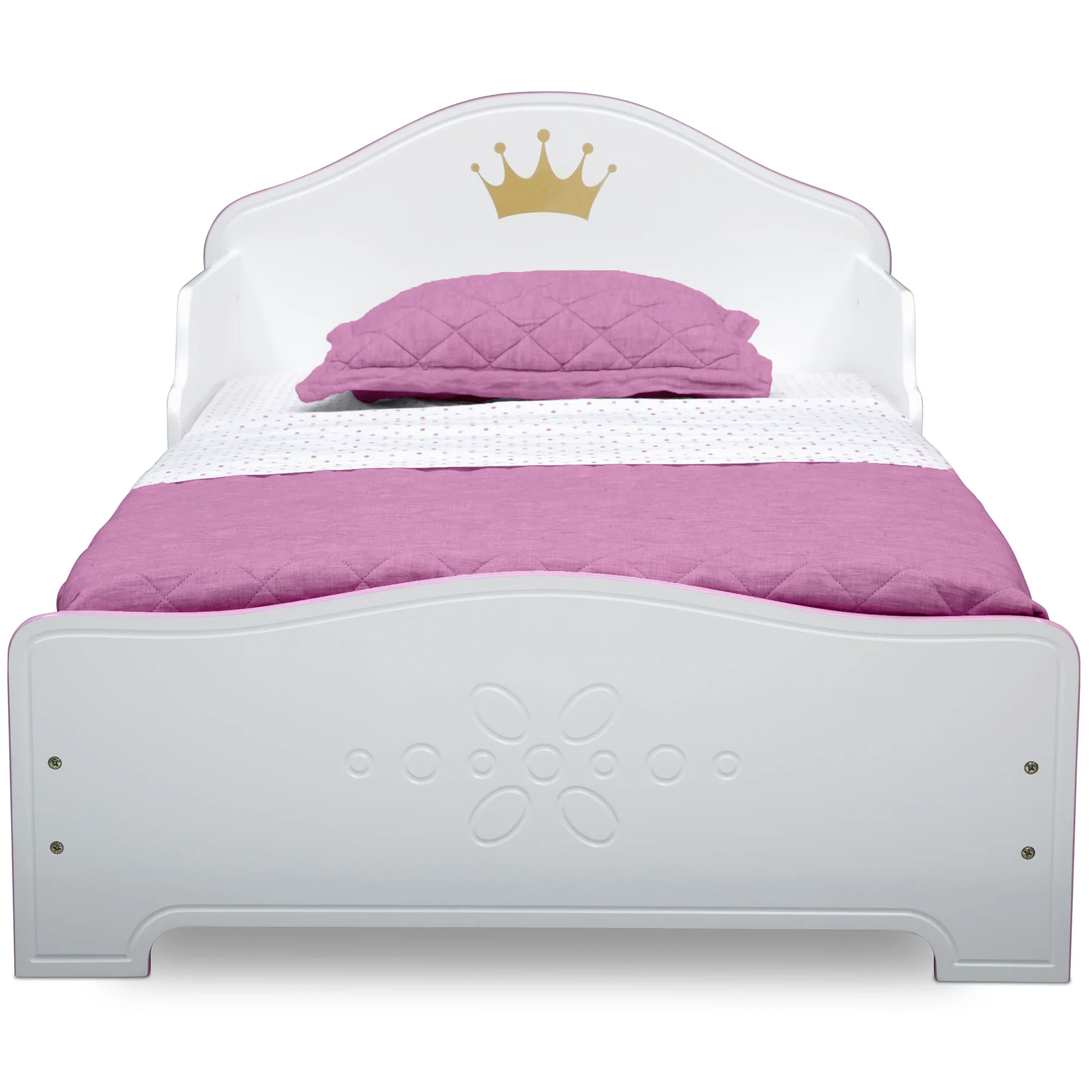 Delta Children Princess Crown Wood Toddler Bed, Greenguard Gold Certified, White/Pink  Bedroom Set  Muebles  Furniture Bedroom