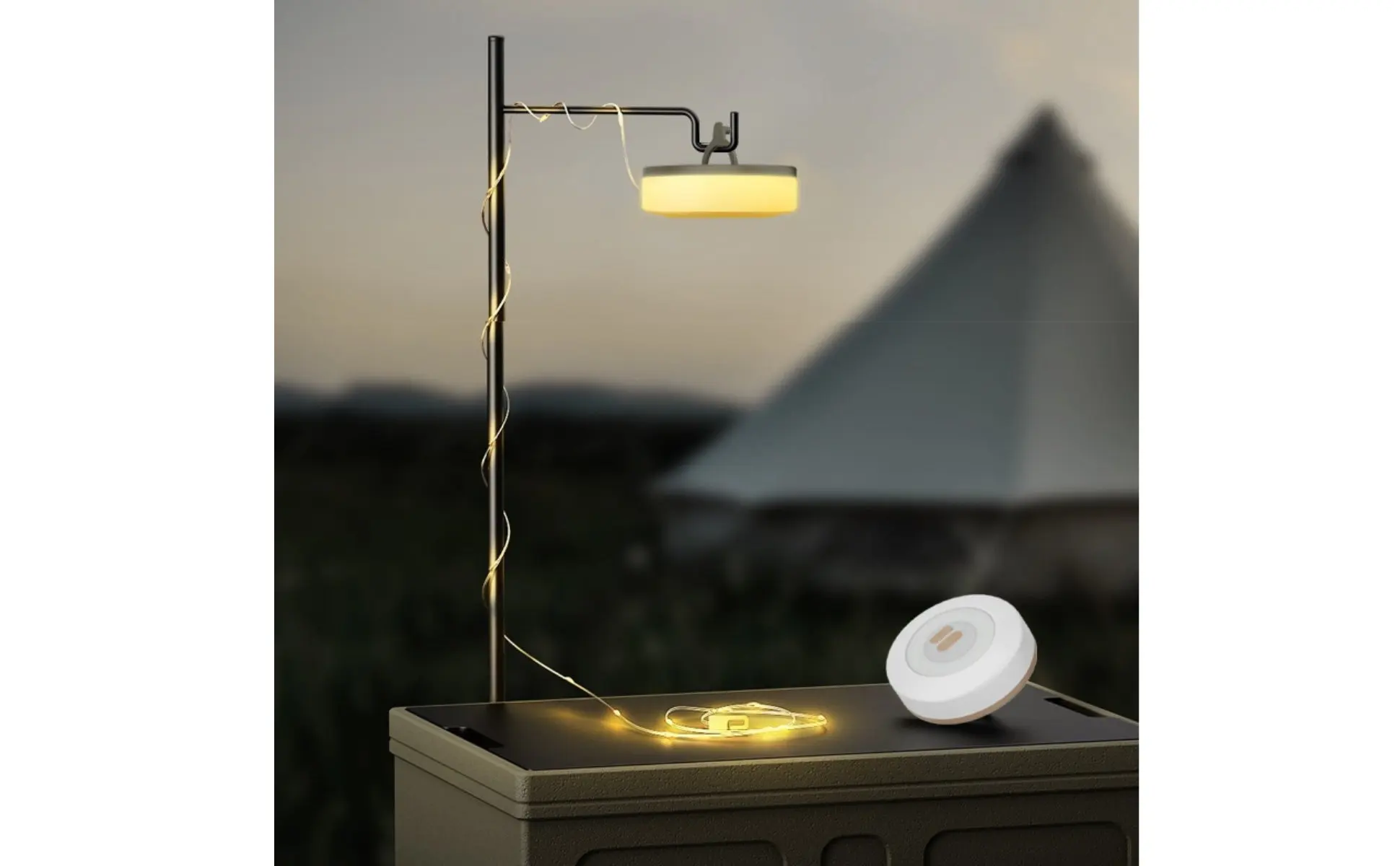 Retractable Luminous String Lamp Waterproof Retractable RGB String Lamp Hanging Tent Lamp Built-in Hook & Carabiner