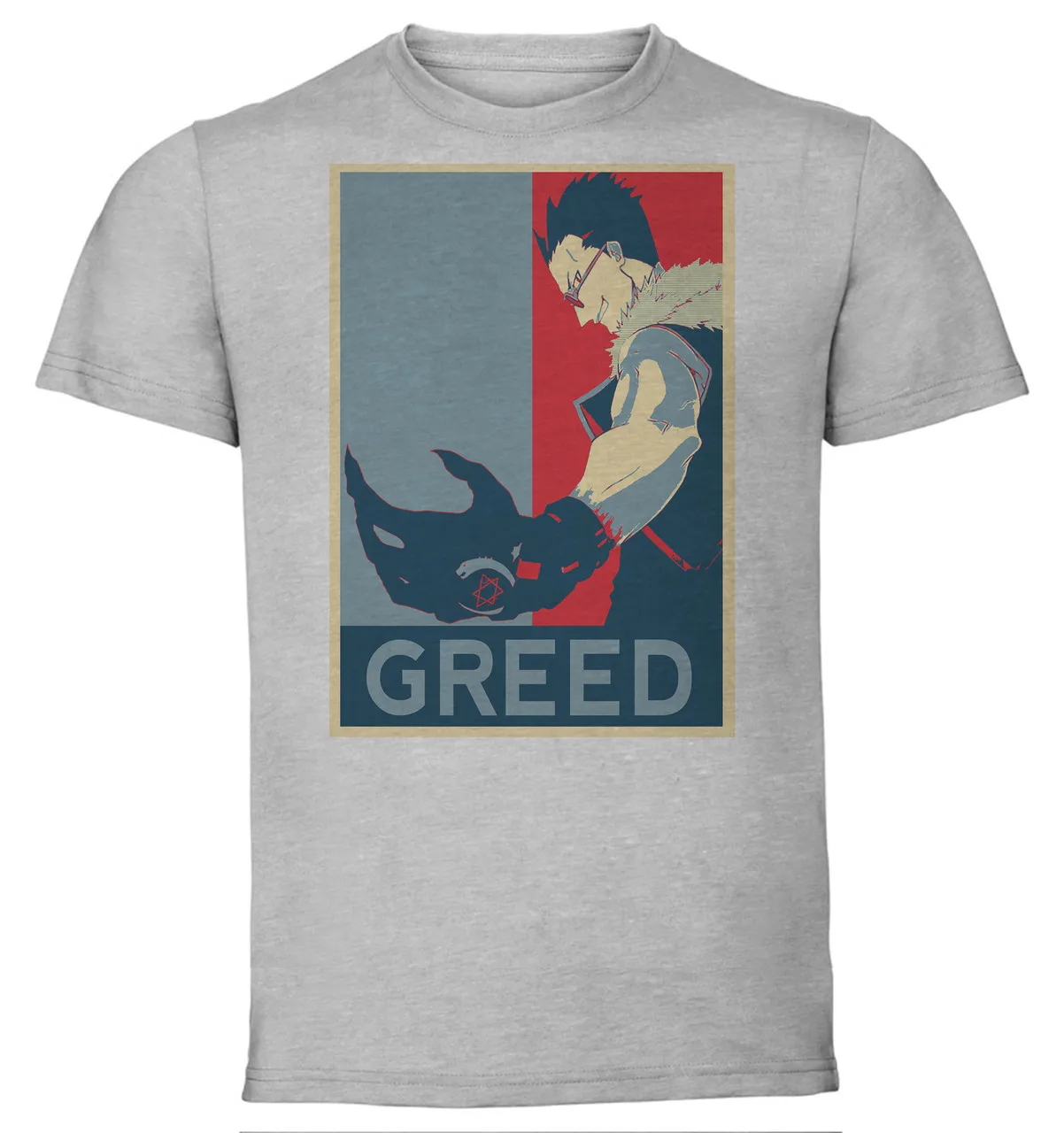 T-Shirt Unisex Grey Propaganda Fullmetal Alchemist Greed Primo