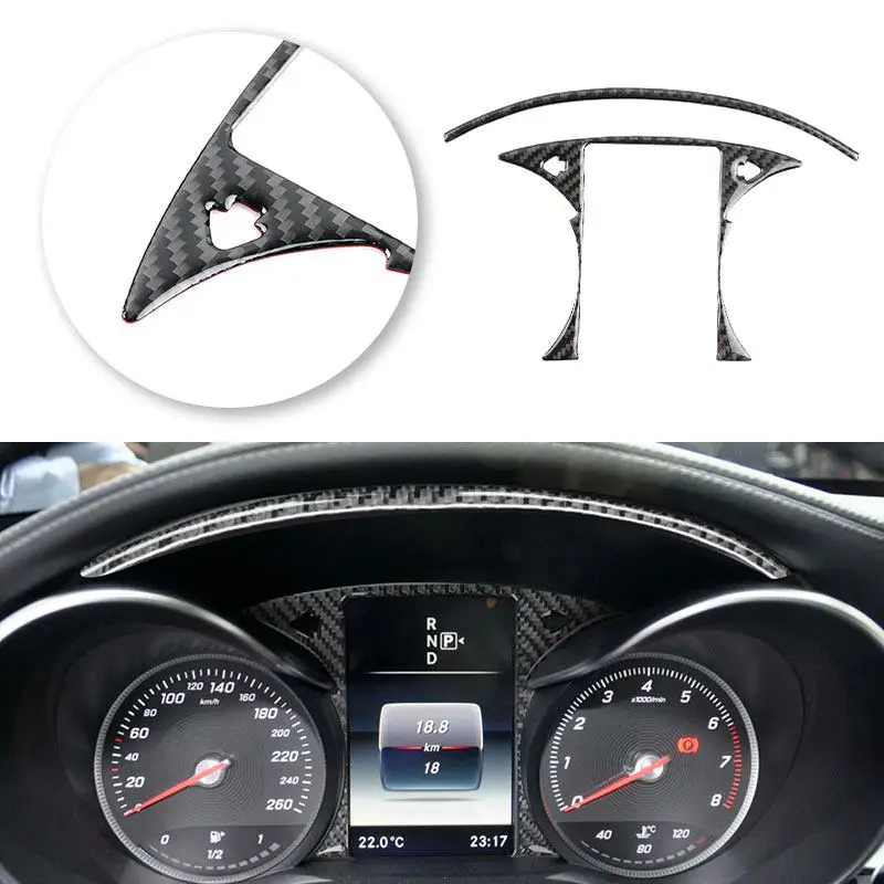 2pcs Car Instrument Speedometer Panel Trim Cover For Mercedes Benz C Class W205 2015 2016 2017 2018 2019 2020 2021