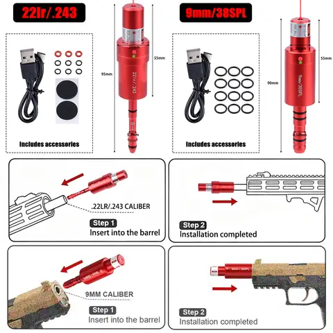 9mm 38SPL 22LR 12GA .177 Laser Dual-purpose Voice Controlled  Training Calibration Laser Training Bullet Bore Sight For Glock 17