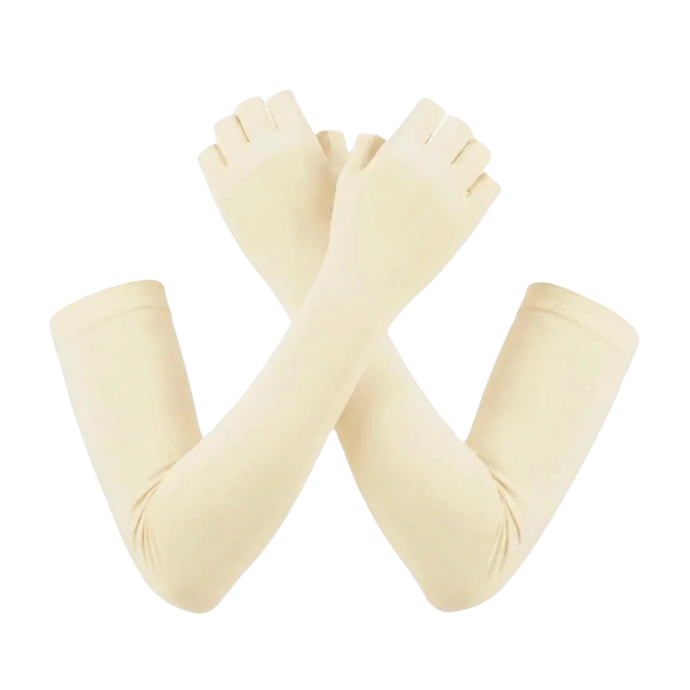 

Elastic Ice Cooling Arm Sleeves Polyester Breathable Half Finger Gloves Quick Dry Lightweight Sun Protection Arm Cover Running