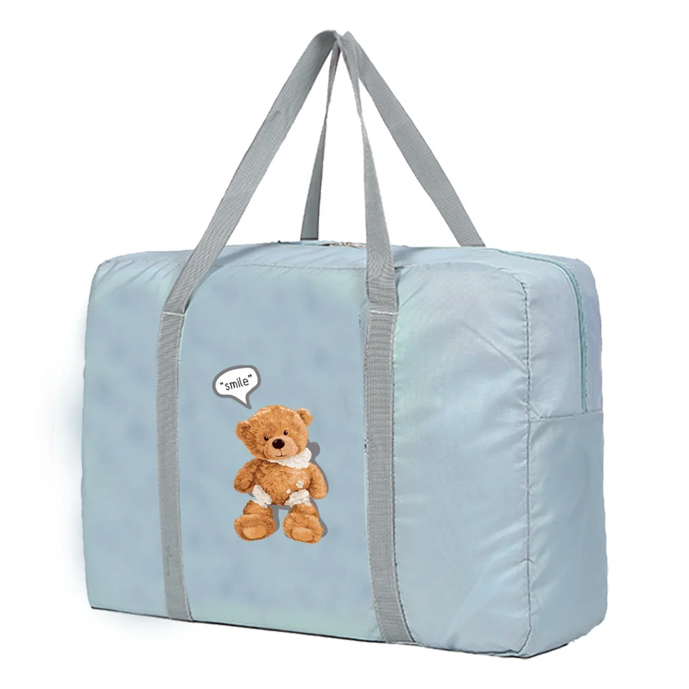 Foldable Travel Bags Organizer Women Handbags Men Luggage  Tote Unisex Clothing Storage Bag Plush Bear Pattern Duffle Bag