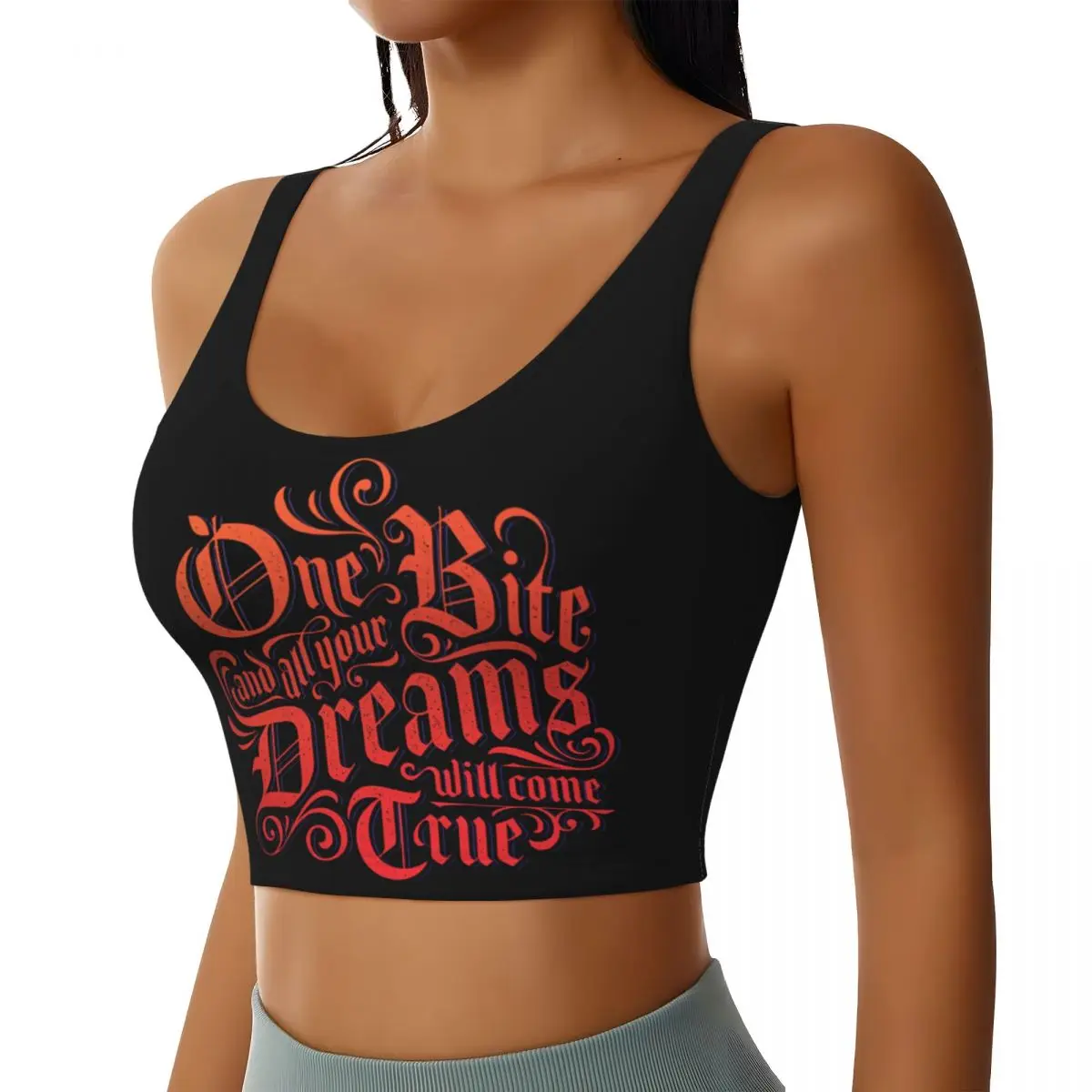 Custom Snow White The Evil Queen One Bite Workout Crop Tank Tops for Women Seamless Running Yoga Sports Bras