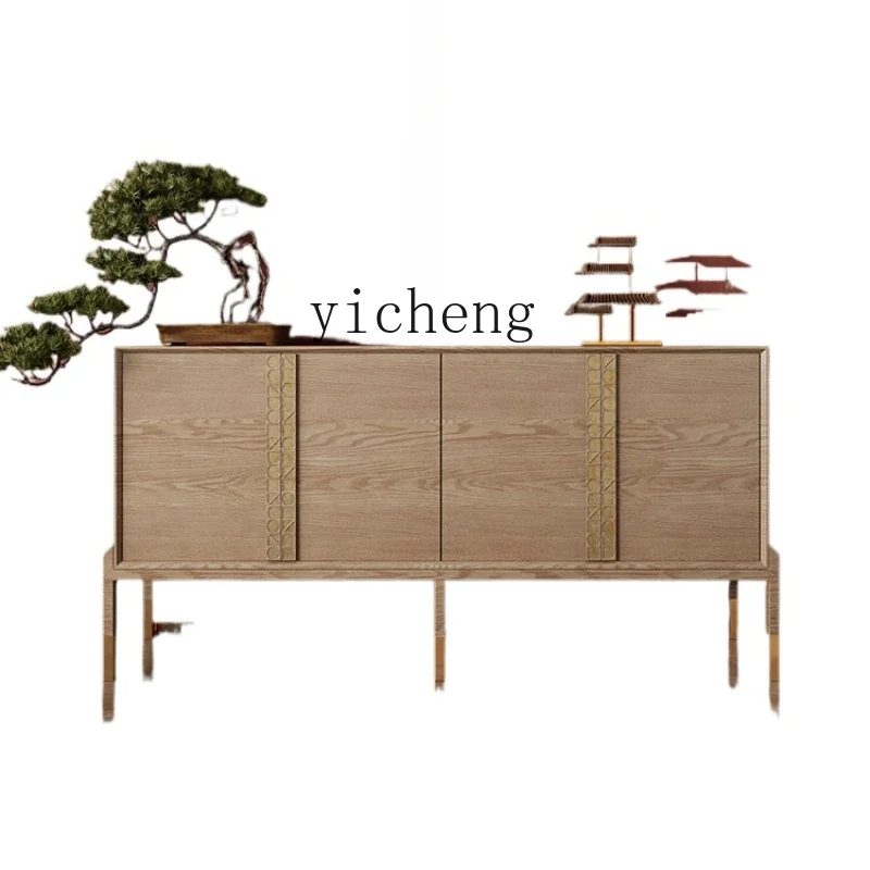 

Silent Style Solid Wood Entrance Cabinet Living Room Partition Sideboard Cabinet Japanese Style Log Style Locker