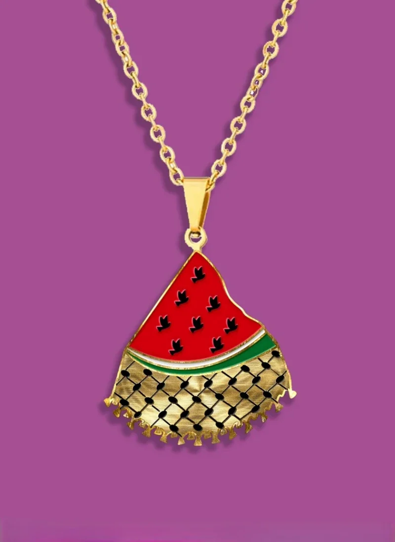 Stainless steel necklace Middle East Jewelry Map Flag Watermelon pendant Necklace Men's and women's Gift Scarf necklace