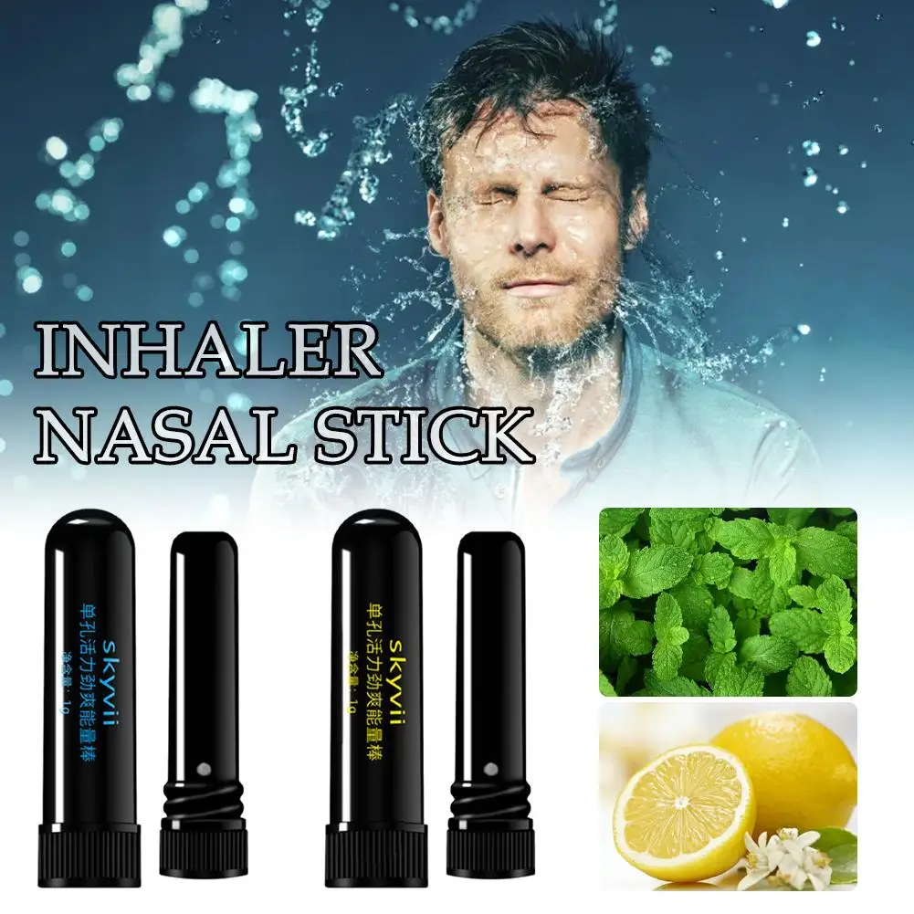 Lemon Mint Inhaler Nasal Stick Natural Herbal Aromatherapy Inhaler Tubes With Cooling Oils Portable Breathe Stick Health Care