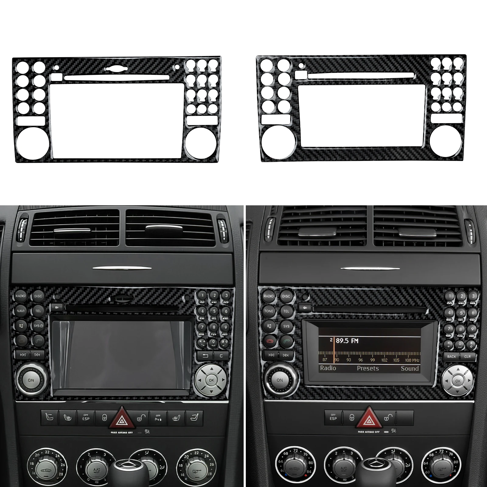 For Mercedes Benz SLK R171 (2004-2010) Trim Accessories. Carbon Fiber Interior Sticker. Car Center Console Display Button Panel.