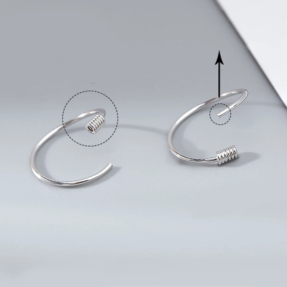 الكورية النساء للجنسين S925 الفضة الرجال مزاجه الأذن العظام الدائري مجوهرات الأزياء دائرة القرط هوب أقراط #3