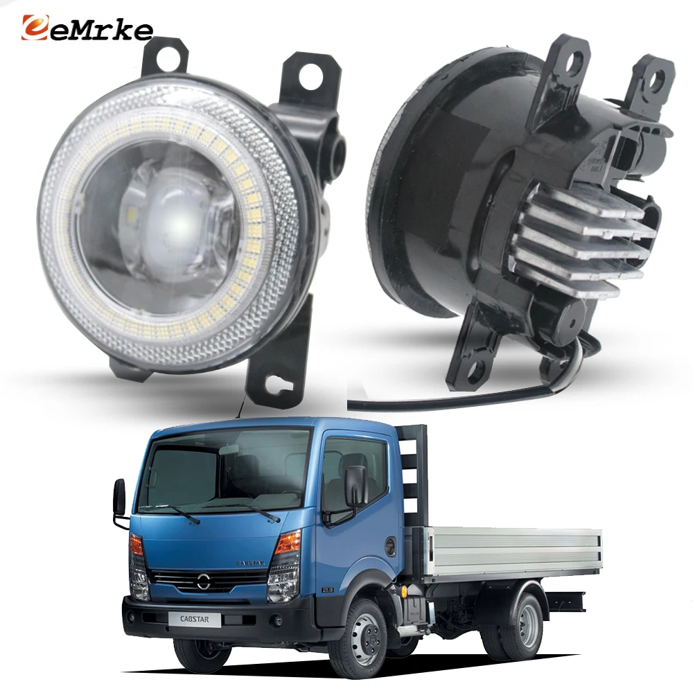 LED Fog Lights For Nissan Cabstar Atlas F24 Renault Maxity 2008-2013 Mitsubishi Fuso Canter Guts 2013-up Angel Eye DRL Daylight