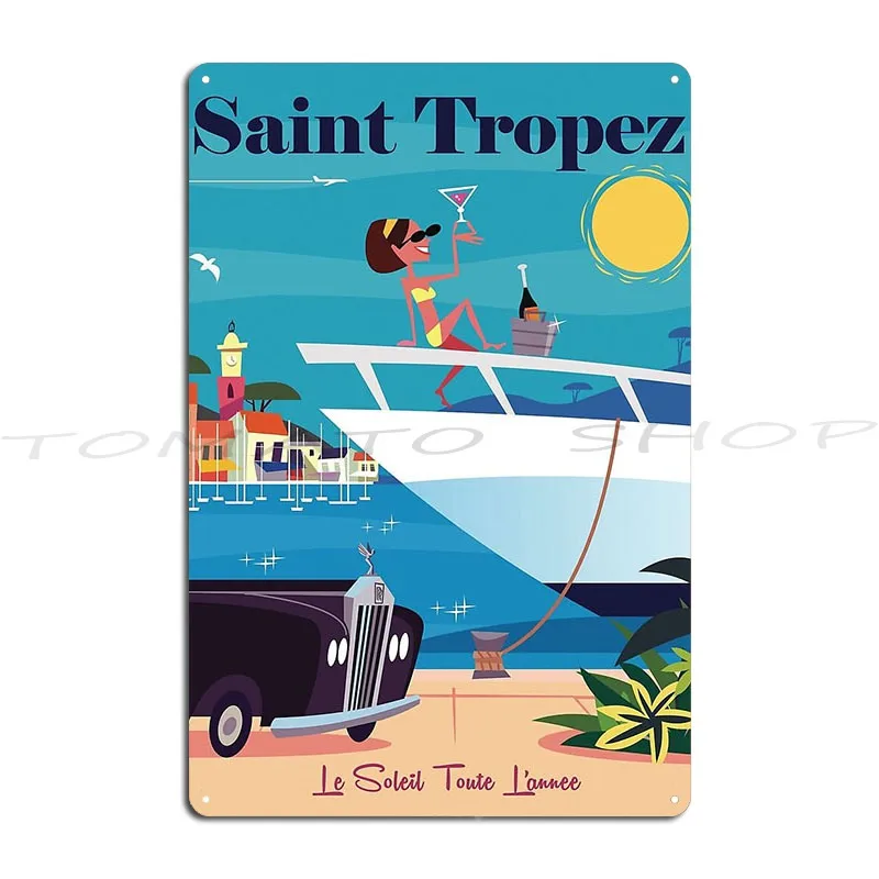 Yacht St Tropez  Antibes Port Cros Metal Plaque Plaques Pub Garage Garage Plaques Customize  Tin Sign Poster
