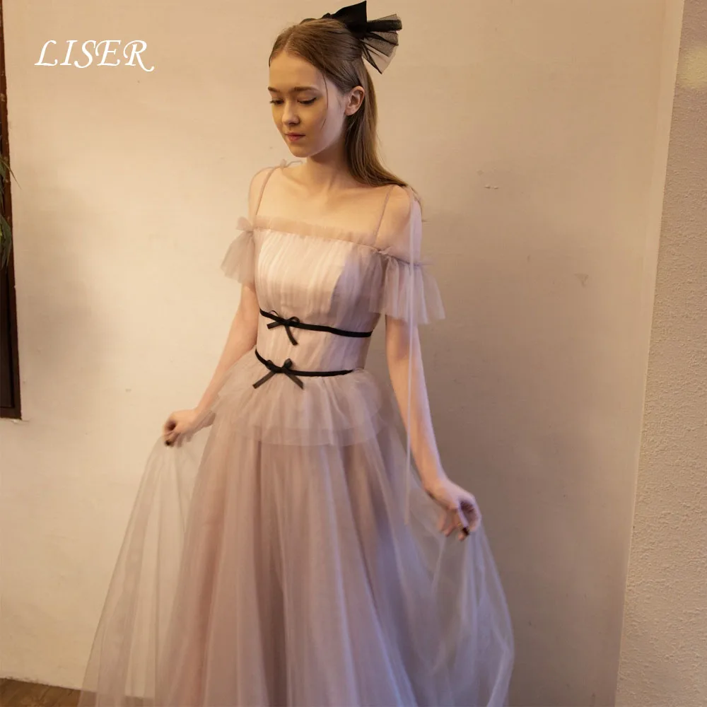 

Liser Square Collar A-Line Fairy Korea Evening Dresses Purple Silk Tulle Customized Photo Shoot 저녁 드레스 Elegant Bridal Gowns