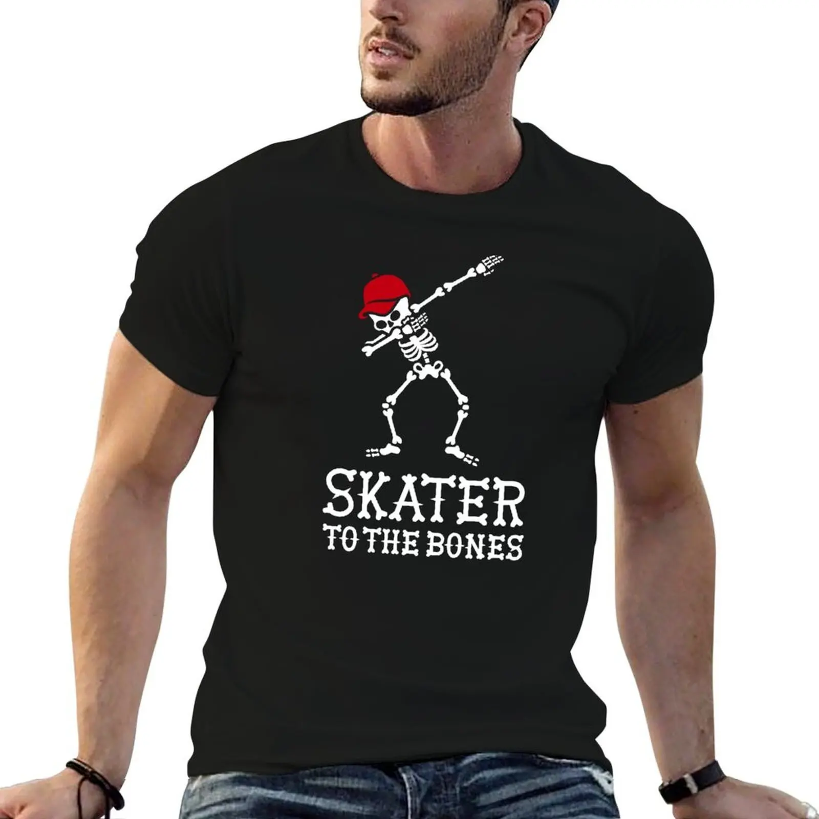 Skater to the bones - camiseta de skate de talla grande de color liso