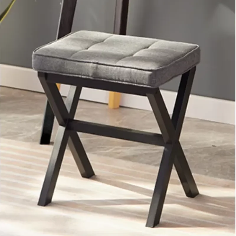 Modern X Legged Stool with Upholstered Seat and Footrest Durable Portable Eco Friendly Soft for Bedroom Hospital Warehouse