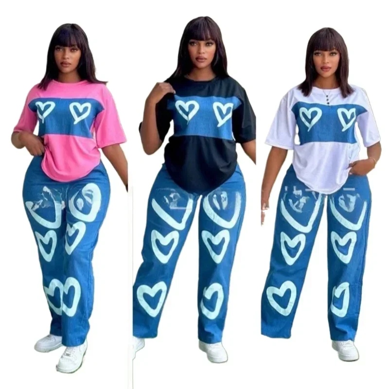 2 Pieces Women's Sets 2025 Spring Summer Letter Print Pullover Suit Tops And Pants Suits Two Piece Set Tracksuit Outfit image 3