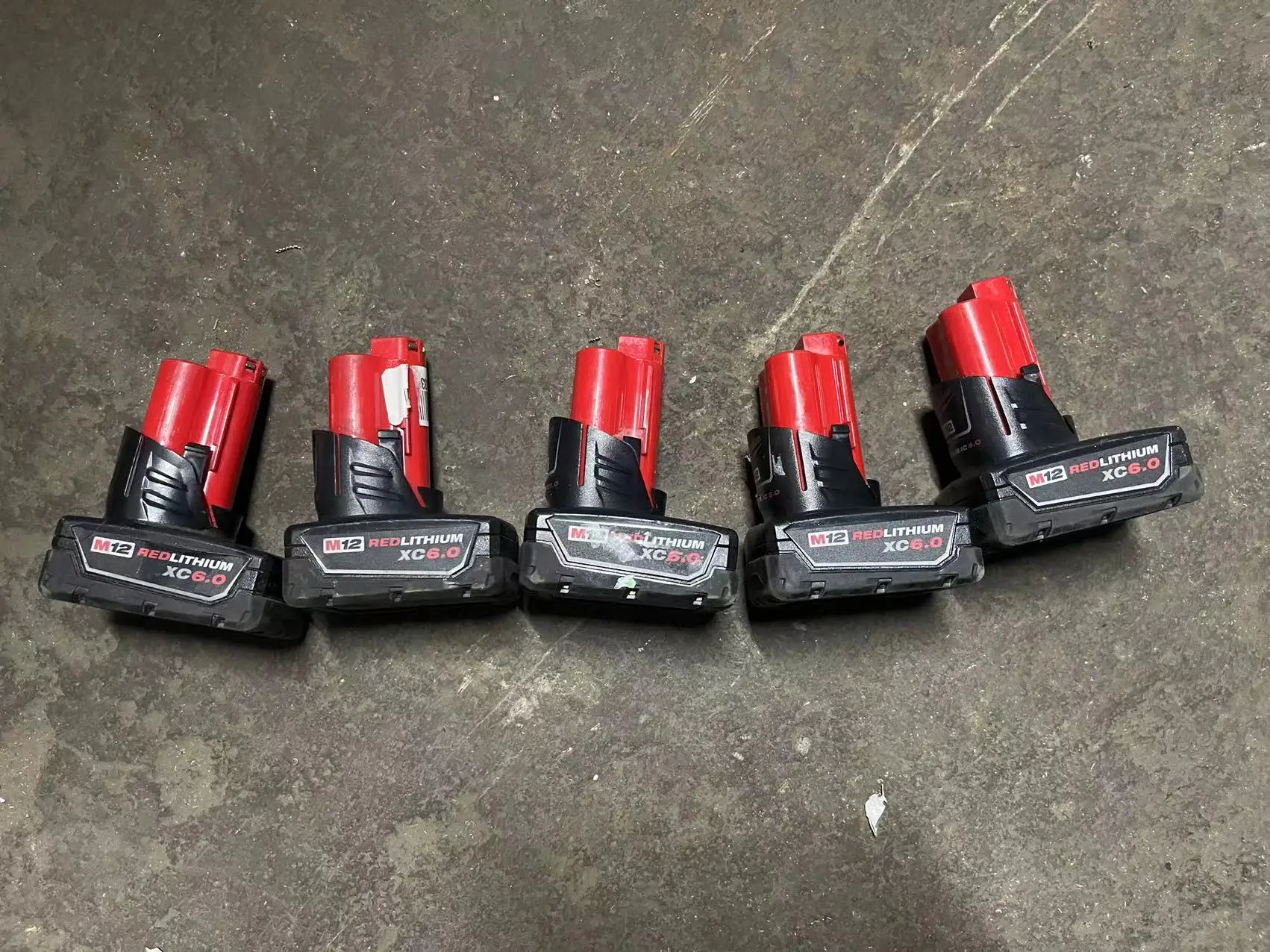 Milwaukee M12 XC 12V 6.0 Ah Red Lithium-Ion Battery 5PCS second-hand