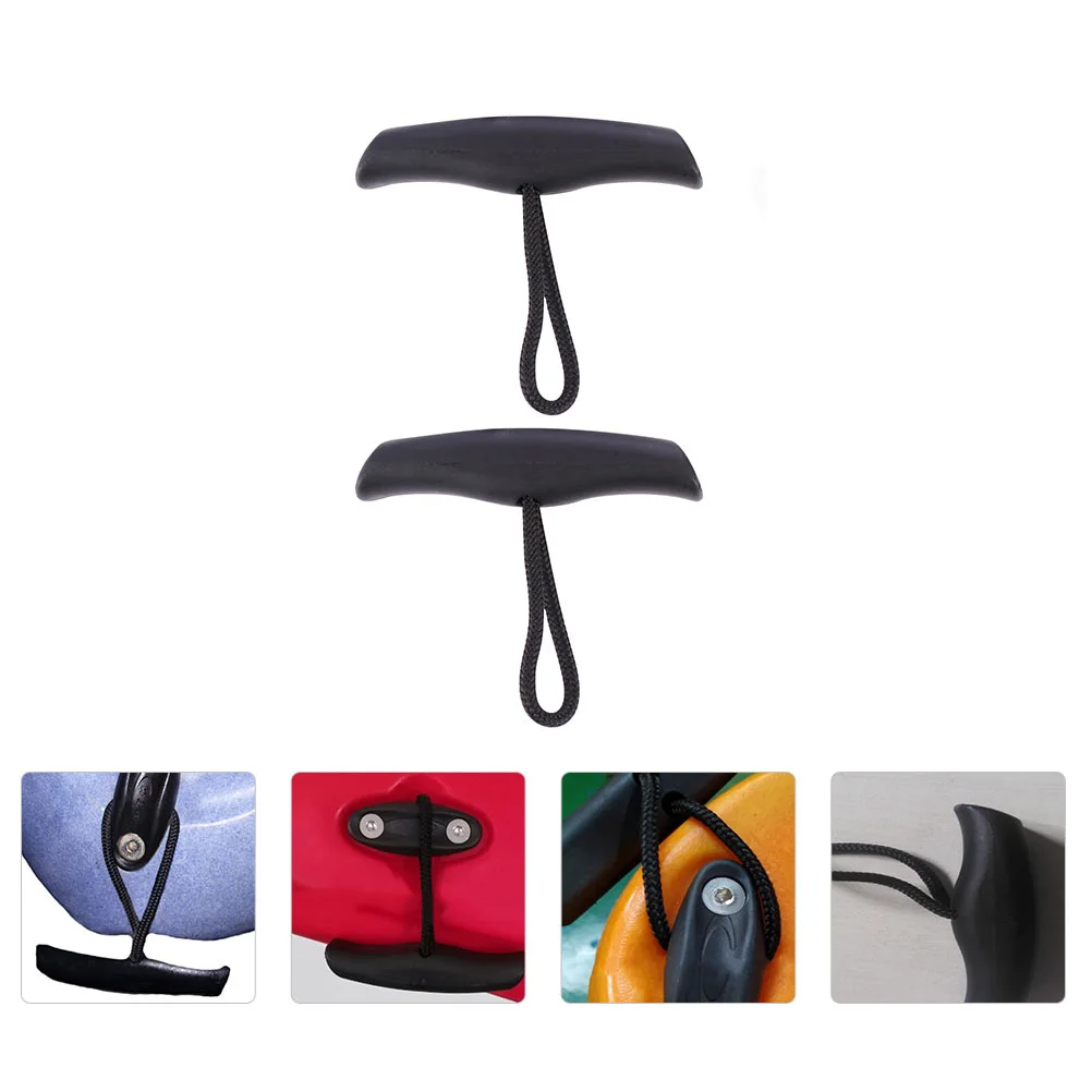 2 Pcs Kayak Handle Grip Pull Handles Replacement Bags Household T-Handle Canoe Carry Black