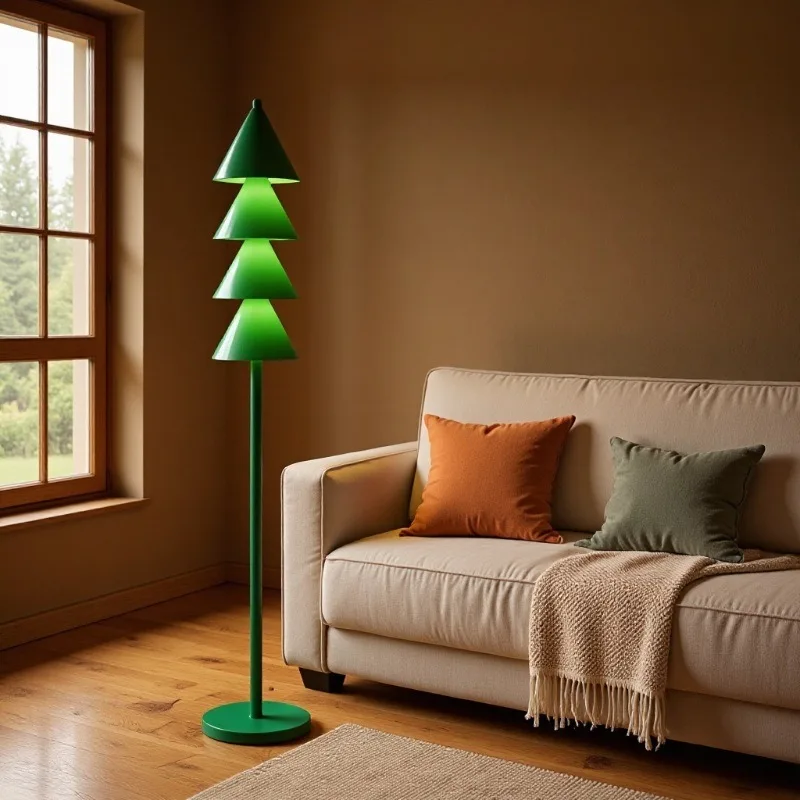 Nordic Creative Colorful Christmas Tree Modeling Floor Lamps Artistic Luminaire Living Room Bedroom Sofa Vertical Table Lights