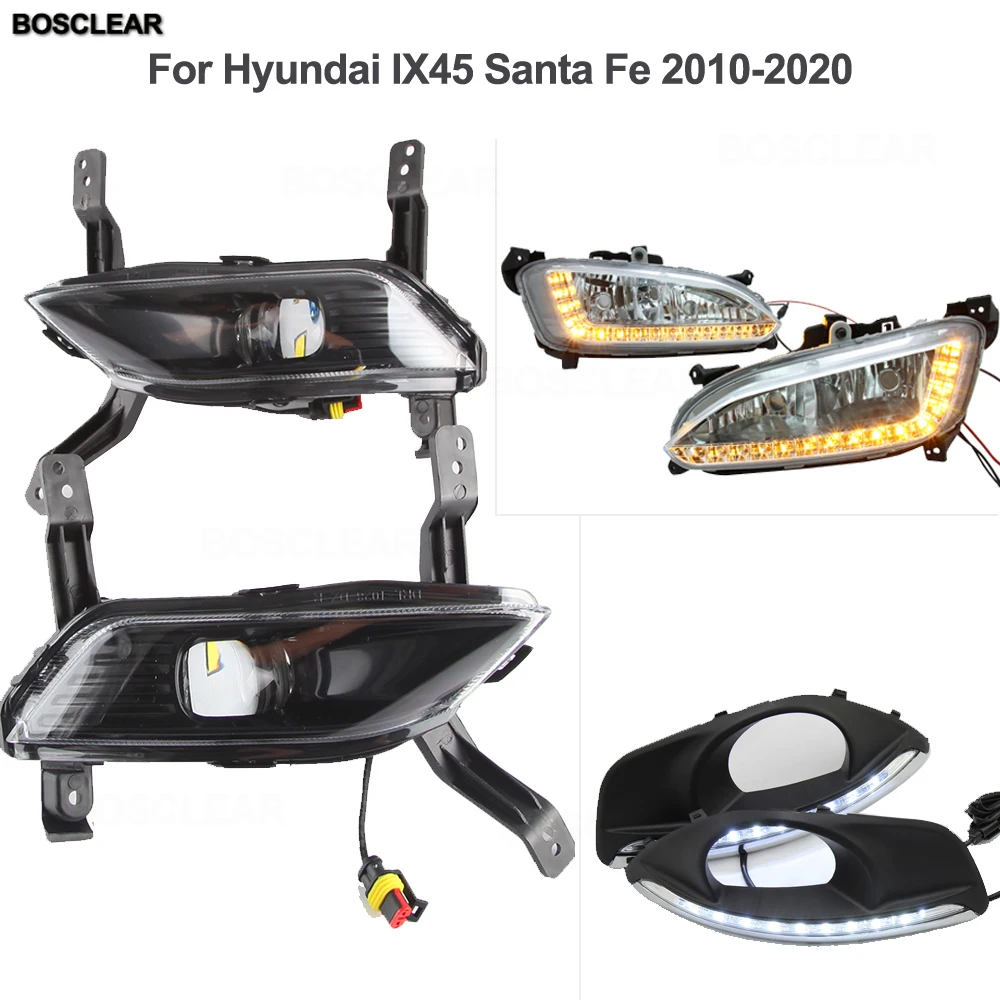 

For Hyundai IX45 Santa Fe 2010 2011 2012 2013 2014 2015 2019 2X LED DRL Daylights Fog Lights Daytime Running Auto Bulb Headlamps