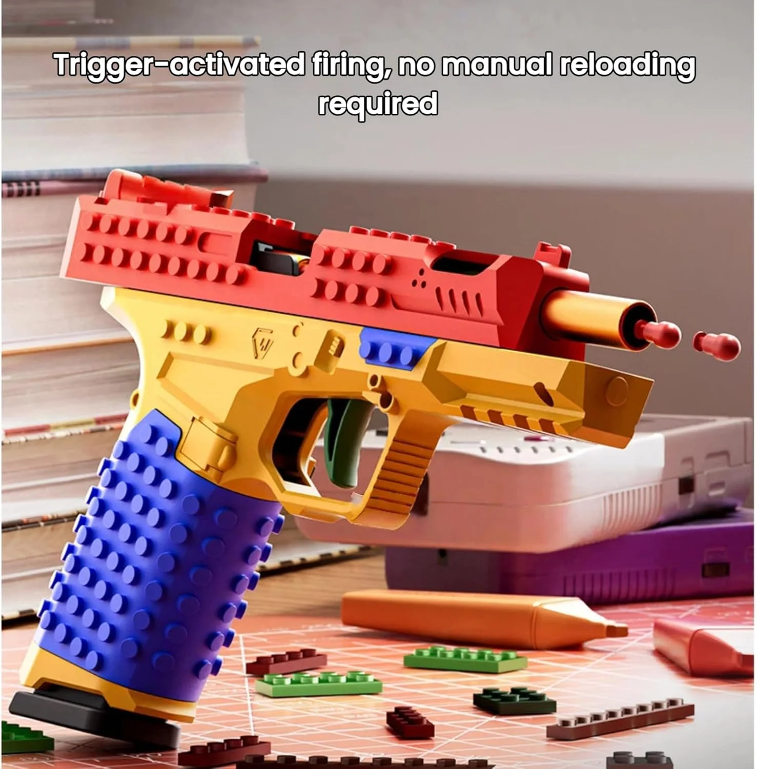 Blocos de construção modelo SIG17 (70 + peças) - lançador de bala macia de montagem DIY, brinquedo de construção educacional, presente de feriado de aniversário