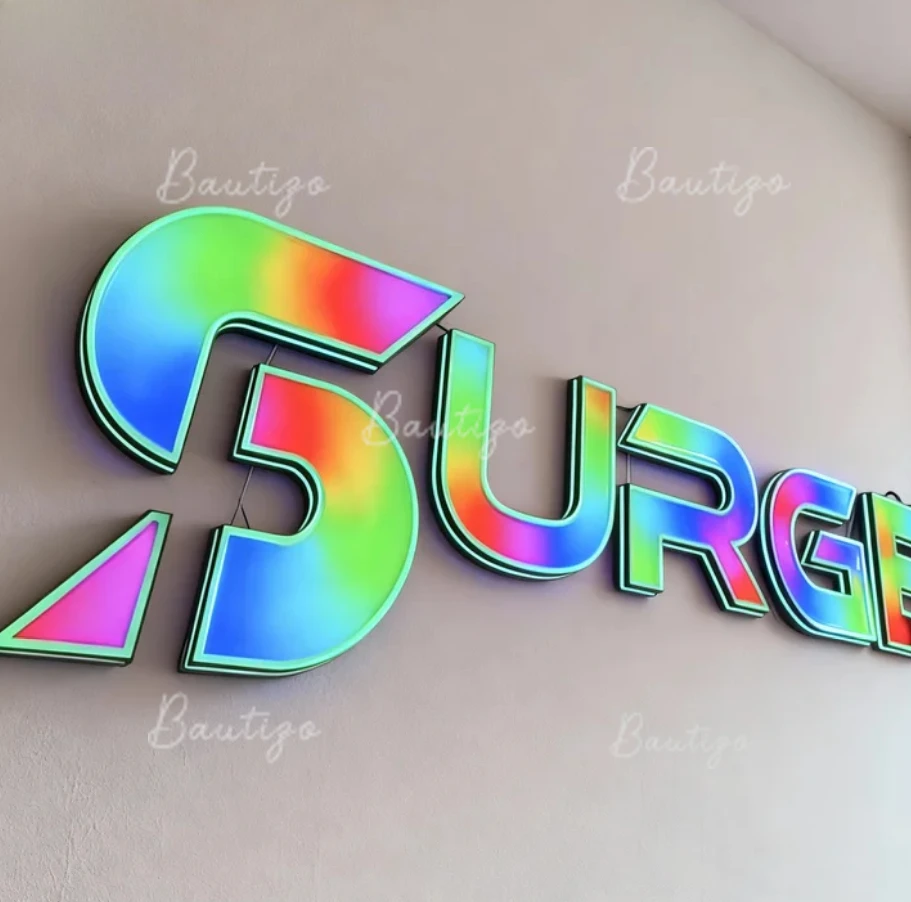 バー看板 RGB カスタムロゴ アドレサブルLEDチャンネル 3D文字 会社 ビジネス 壁面看板 広告 美容室 ネオン 理髪店