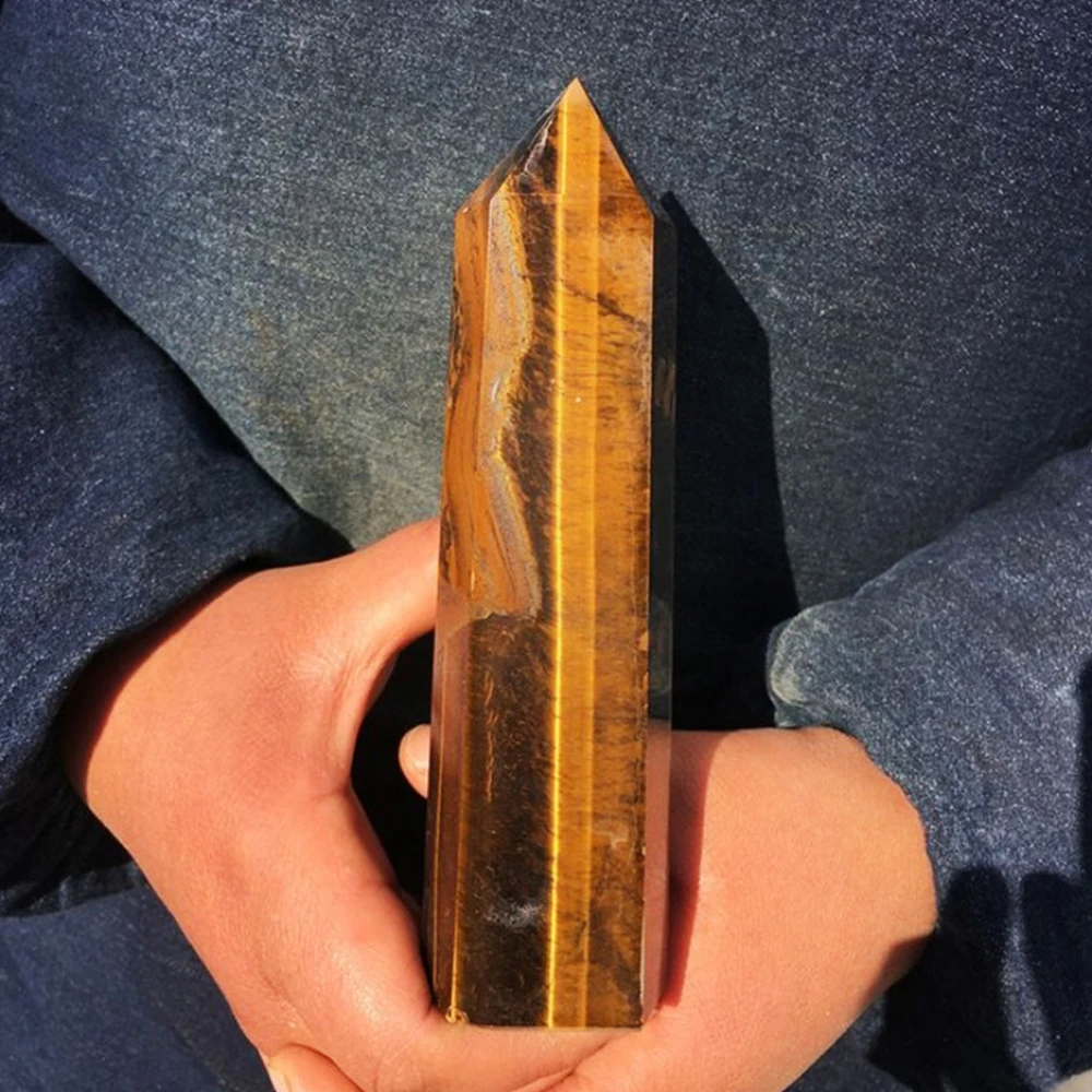 

Large Tiger Eye Point Wand Natural Rock Tower Healing Crystal Home Decor Stone Feng Shui Meditation Spiritual Gift Desk Ornament