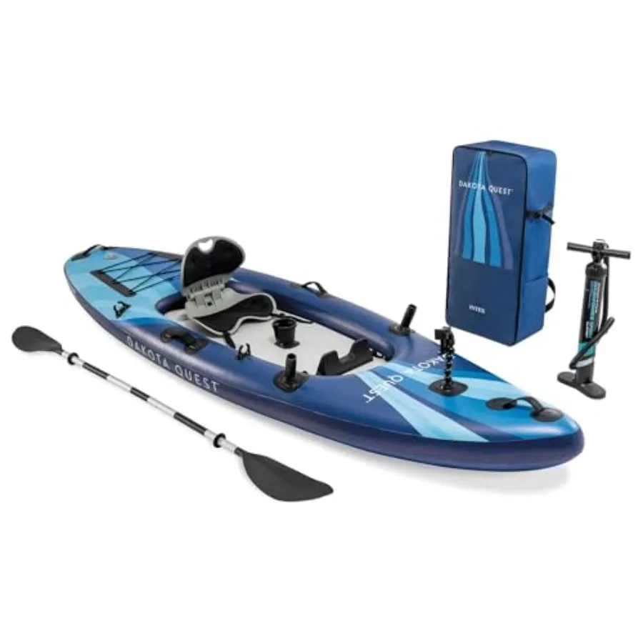 

Надувной каяк Sit-On-Top Dakota Quest 68245EP для активного отдыха и рыбалки, из прочного ПВХ, синий, для легкого использования