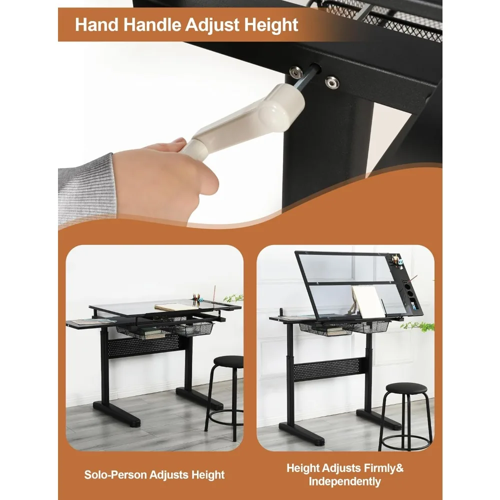 Adjustable Glass Drafting Desk 2