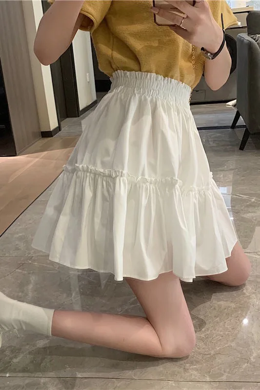 

Skirts Womens Gingham Poplin Layered A-line Pastel Schoolgirls Weekend Outing Cute Spring Student Picnic Leisure Youth Fashion