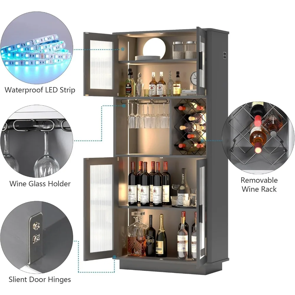 LED-Weinbar schränke mit abnehmbarem Wein regal, Barsch ränke für Schnaps mit Licht bewegungs sensor, Aufbewahrung des Küchen schranks