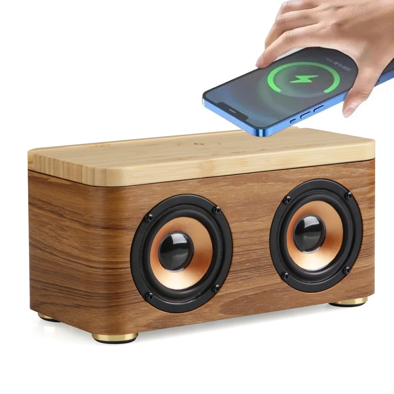 

Multi-function Wooden Bluetooth Speaker Wireless Charging Column Subwoofer TV Soundbar Home Theater for Computer Speakers FM TF