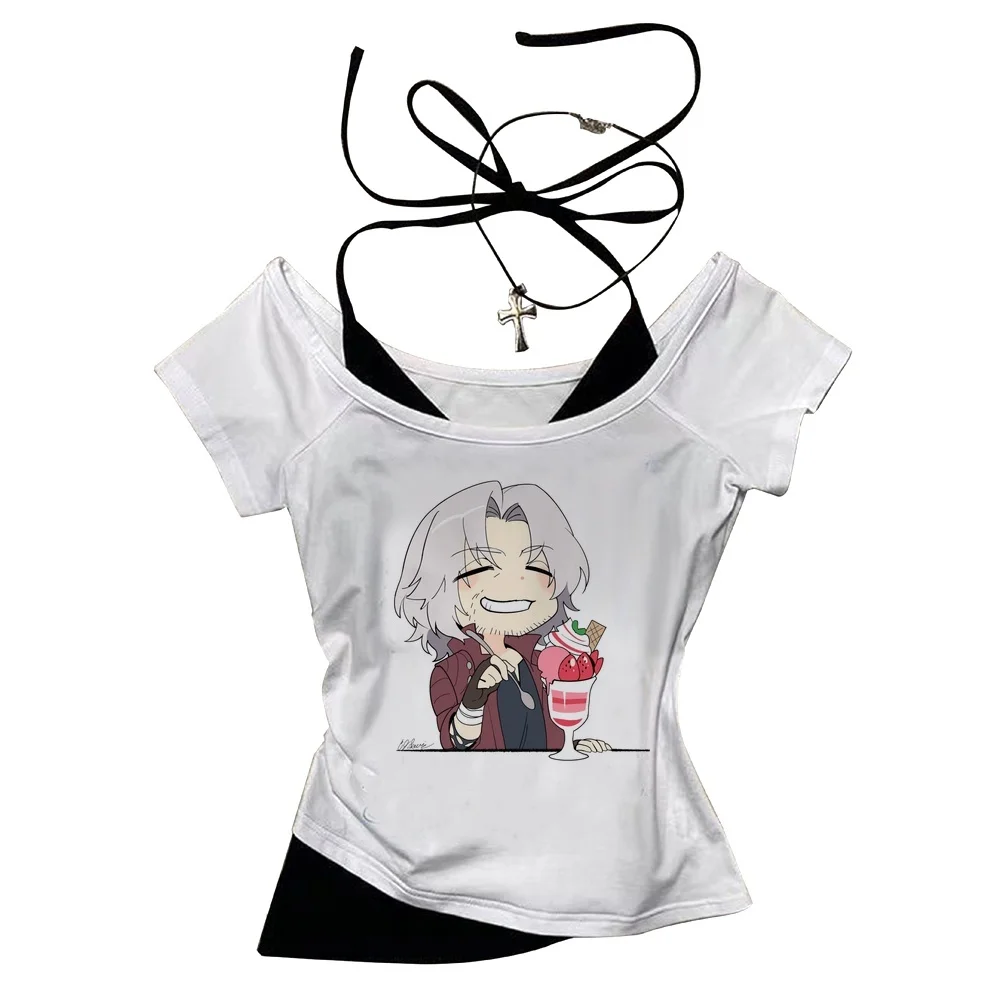 Devil May Cry cropped top shoujo anime vintage korean fashion t-shirt streetwear anime party graphic