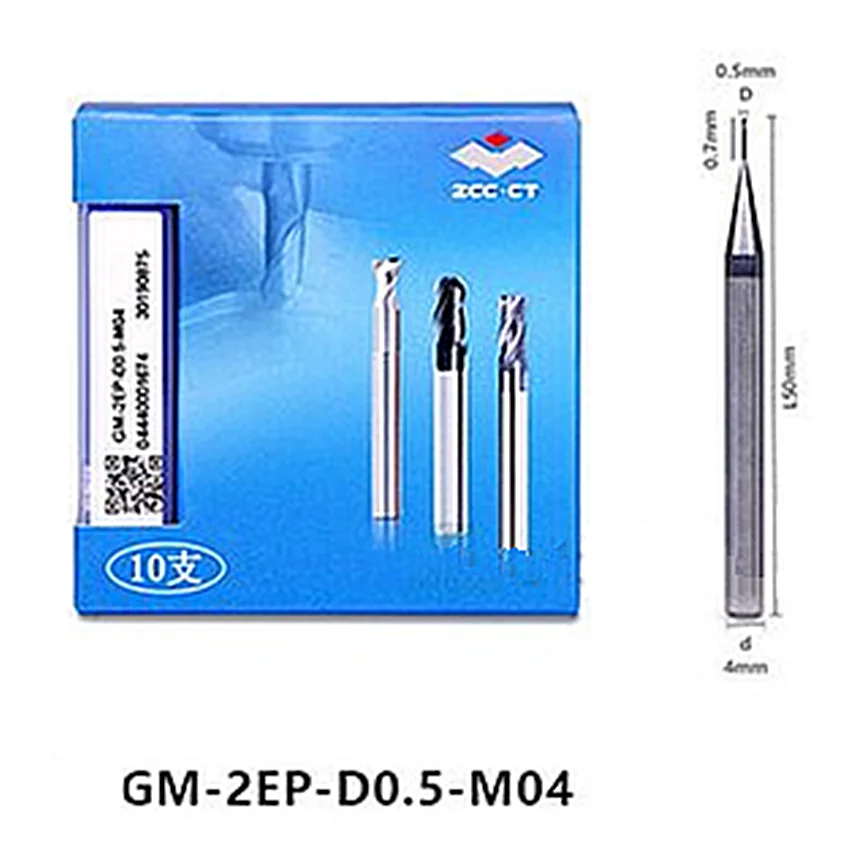 

GM-2EP-D0.5-M04 ZCC.CT GM-2EP Two edge straight shank long neck short edge flat end mills D0.5*4*50 2T 2 Flutes Flat End Mills