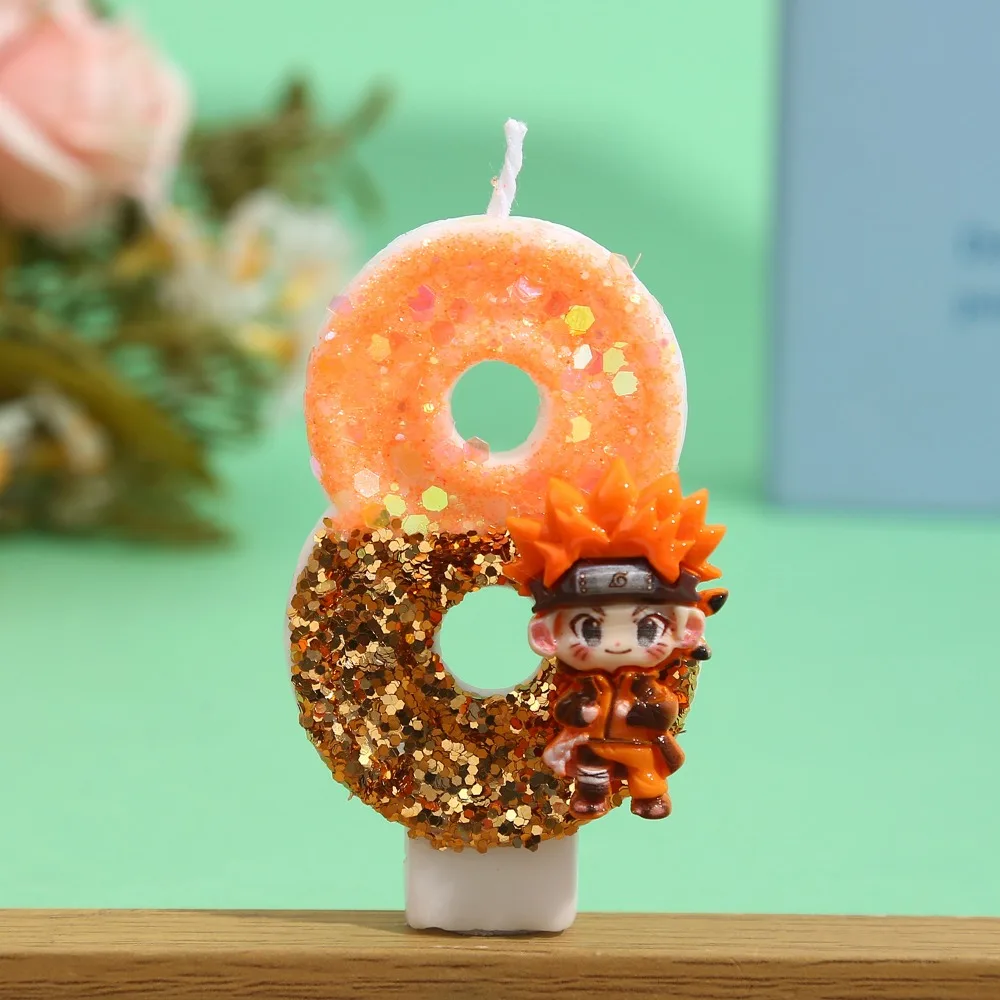 2026 ثلاثية الأبعاد ناروتو الشموع أنيمي موضوع 0-9 عدد الشموع استحمام الطفل كعكة المكونات في الاطفال كعكة عيد ميلاد الديكور هدية لوازم #5