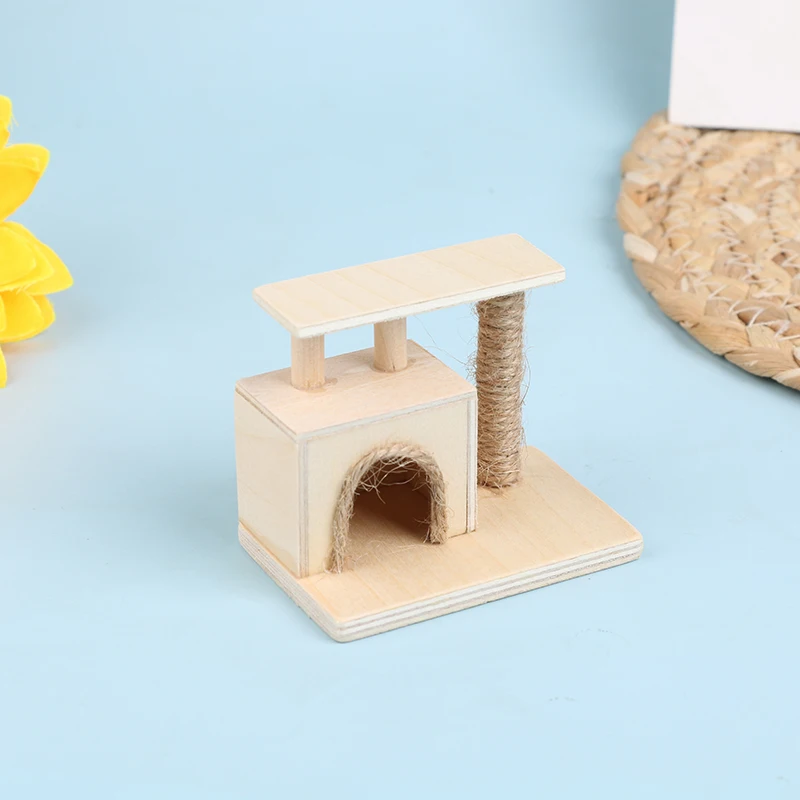 1 Stuk 1:12 Poppenhuis Mini Decoratieve Woonkamer Meubelen Benodigdheden Hout Kat Klimframe Miniatuur Ornamenten