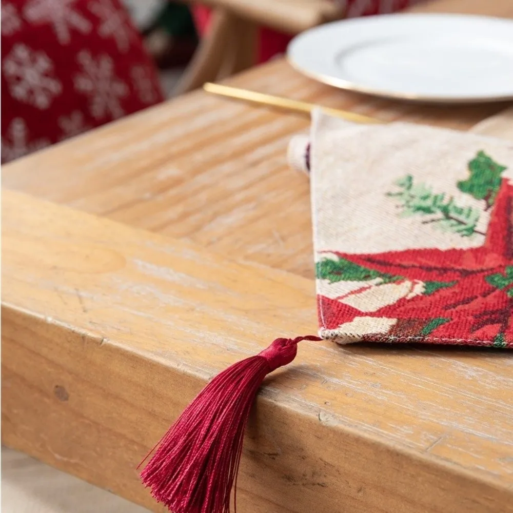 الإبداعية شرابة عيد الميلاد الجدول عداء طويل مطبوعة غطاء الطاولة محبوك القماش الجدول العلم ثلج مفرش المائدة الجدول الديكور #2